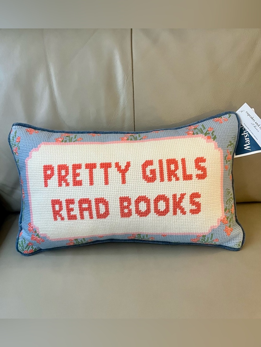 Pretty Girls Read Books Needlepoint Decorative Pillow- NWT- TikTok viral